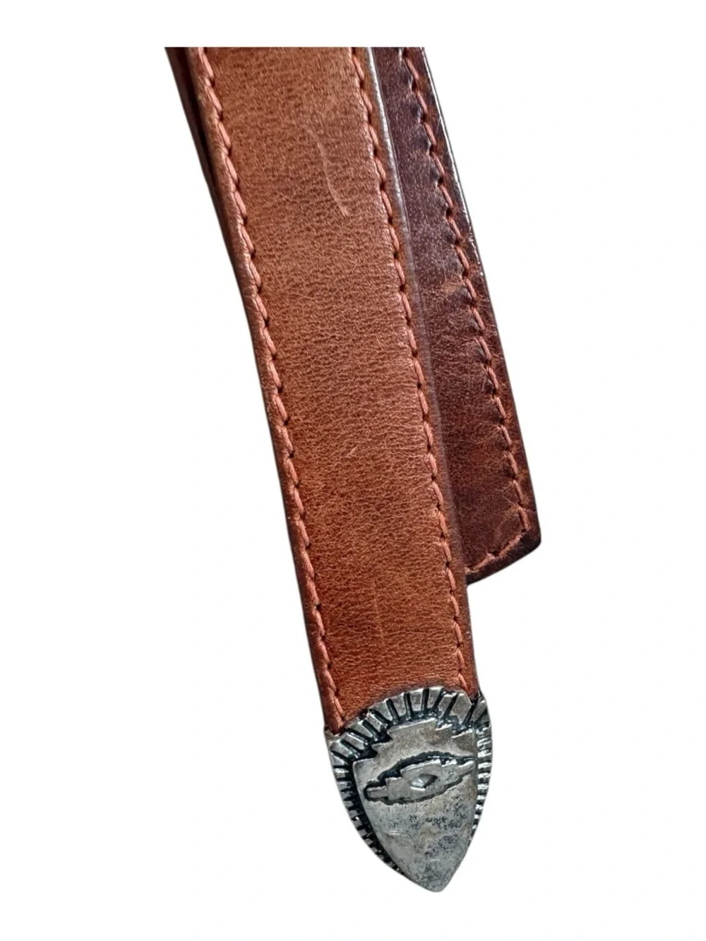 Stetson Western Leather Belt Brown Silver Concho Size 36 Cowboy Southwestern